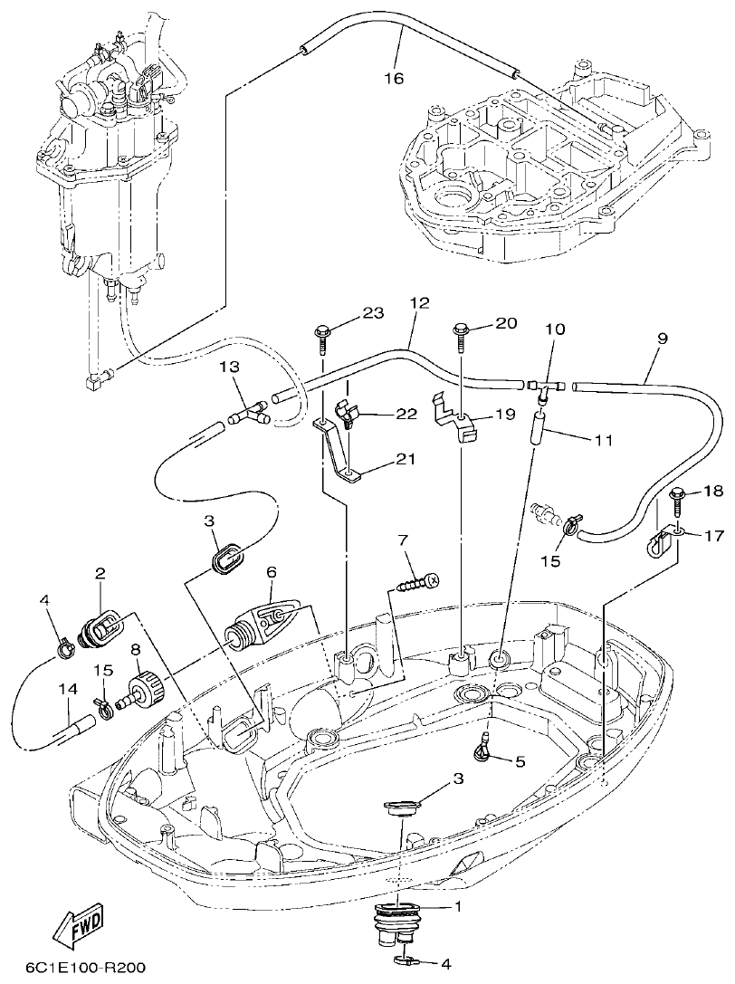Yamaha F50HET, F60FET, F50HEHD, F60FEHT BOTTOM COWLING 2 parts diagram